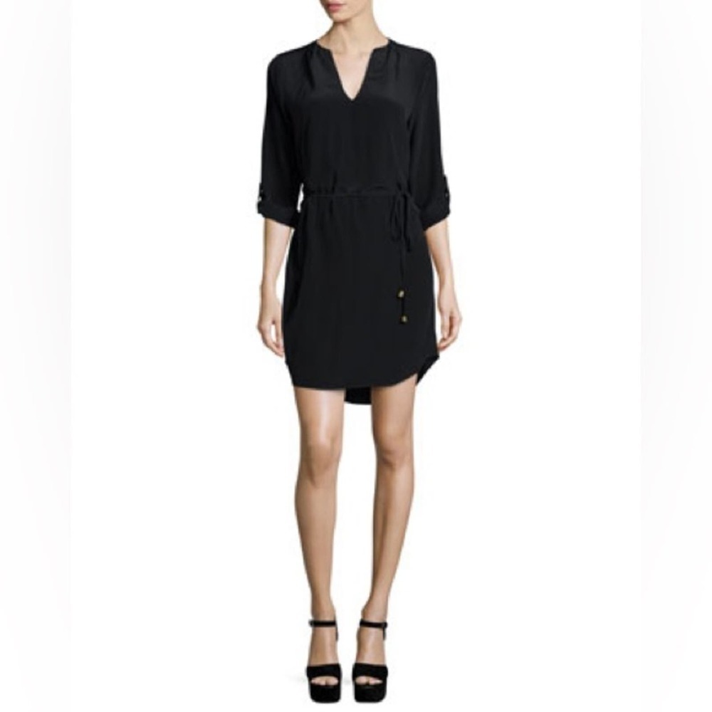 Joie Motega Tie-Waist Silk Dress Black Small